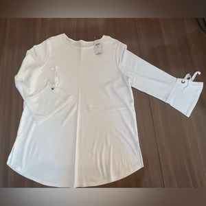 JJill White Pima long sleeve crew neck top